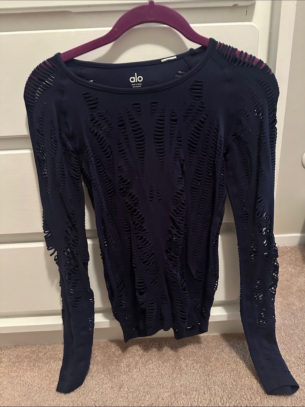 ALO Yoga Navy Vixen Long Sleeve Top